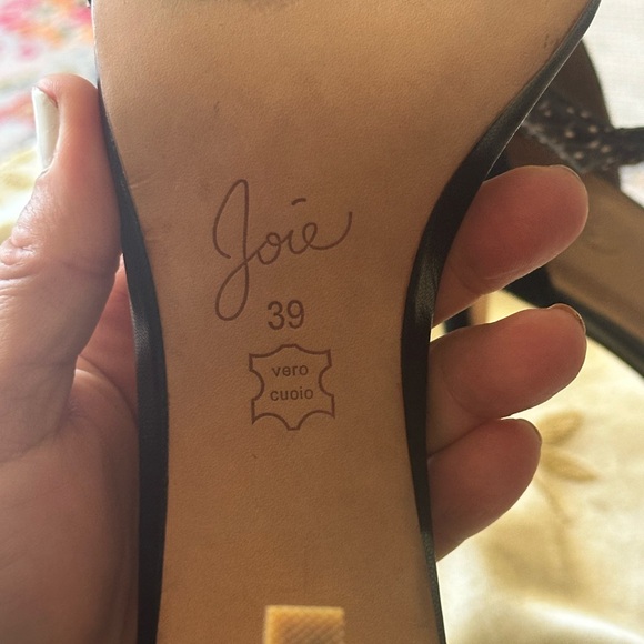 Joie Black w/ White Dots Ankle Strap Leather High Heel Shoes. - Picture 12 of 12